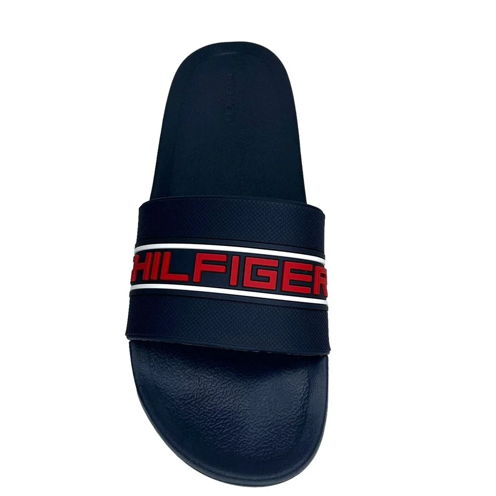 Tommy Hilfiger Mens Etto Slide Sandals Size 12 Navy Blue Lightweight Comfortable